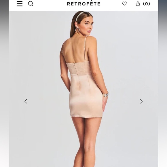 RETROFETE Cosmo Dress in Dusty Peach Satin Mini Cocktail - Picture 4 of 8
